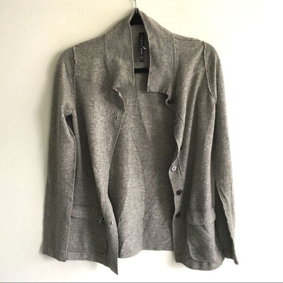 TANA + BEE Cashmere Wool Button Front Blazer Cardigan Sweater Grey S - Picture 6 of 11